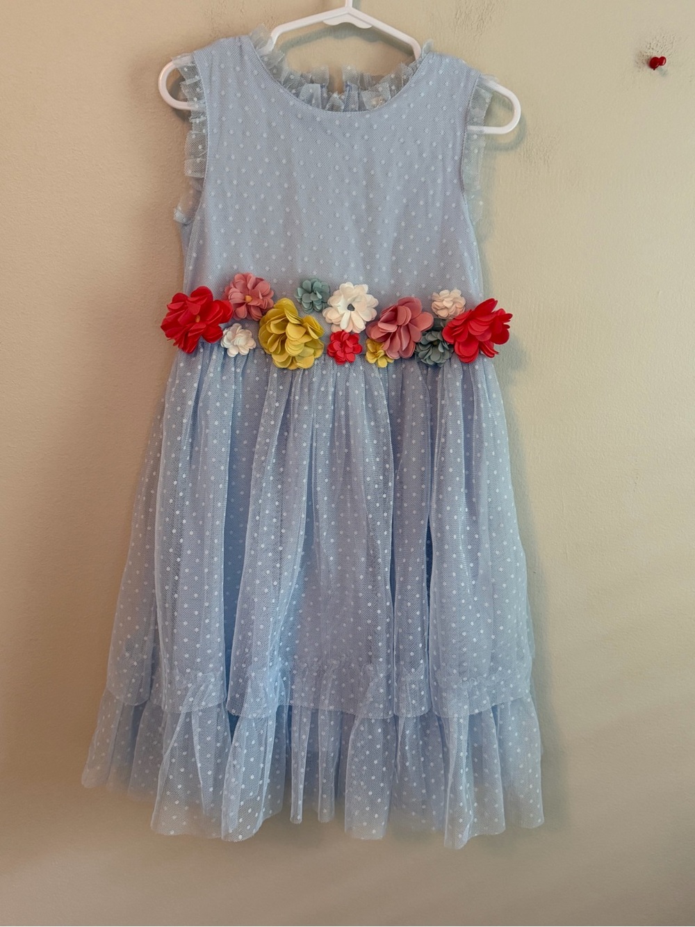 Mini Boden Blue Dress with Colorful Flowers